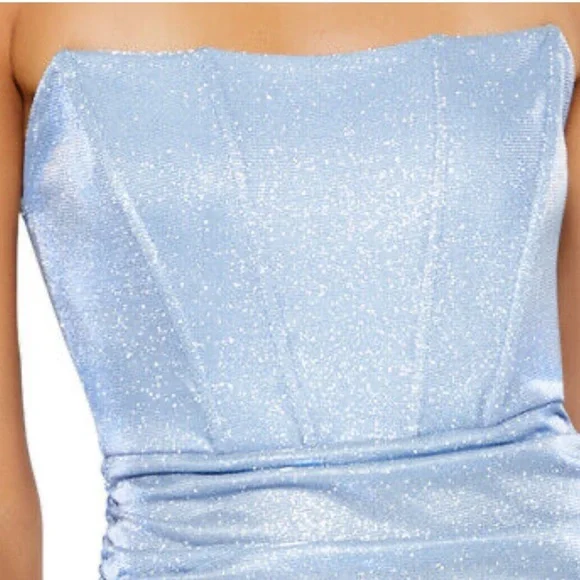 Sabrina Carpenter Blue Glitter Mini Corset Dress - Picture 4 of 4